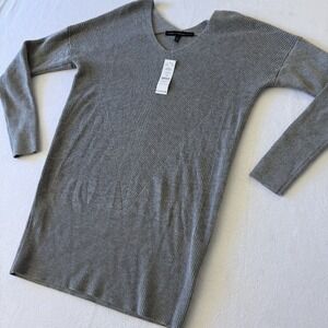 White House Black Market Ribbed Tunic Sweater Heather Mercury Cashmere S